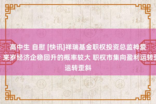 高中生 自慰 [快讯]祥瑞基金职权投资总监神爱前：来岁经济企稳回升的概率较大 职权市集向盈利运转歪斜