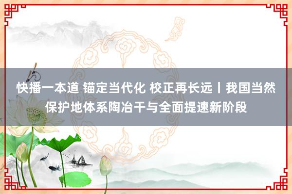 快播一本道 锚定当代化 校正再长远丨我国当然保护地体系陶冶干与全面提速新阶段